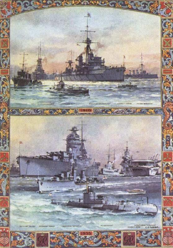 unknow artist engelska flottan 1910 och 1935 oil painting image